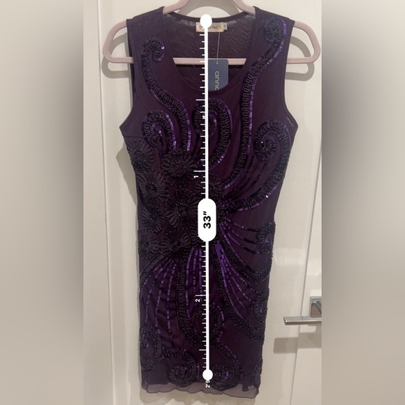 Great Gatsby purple Art Deco Sleeveless Dress size small - Picture 6 of 8